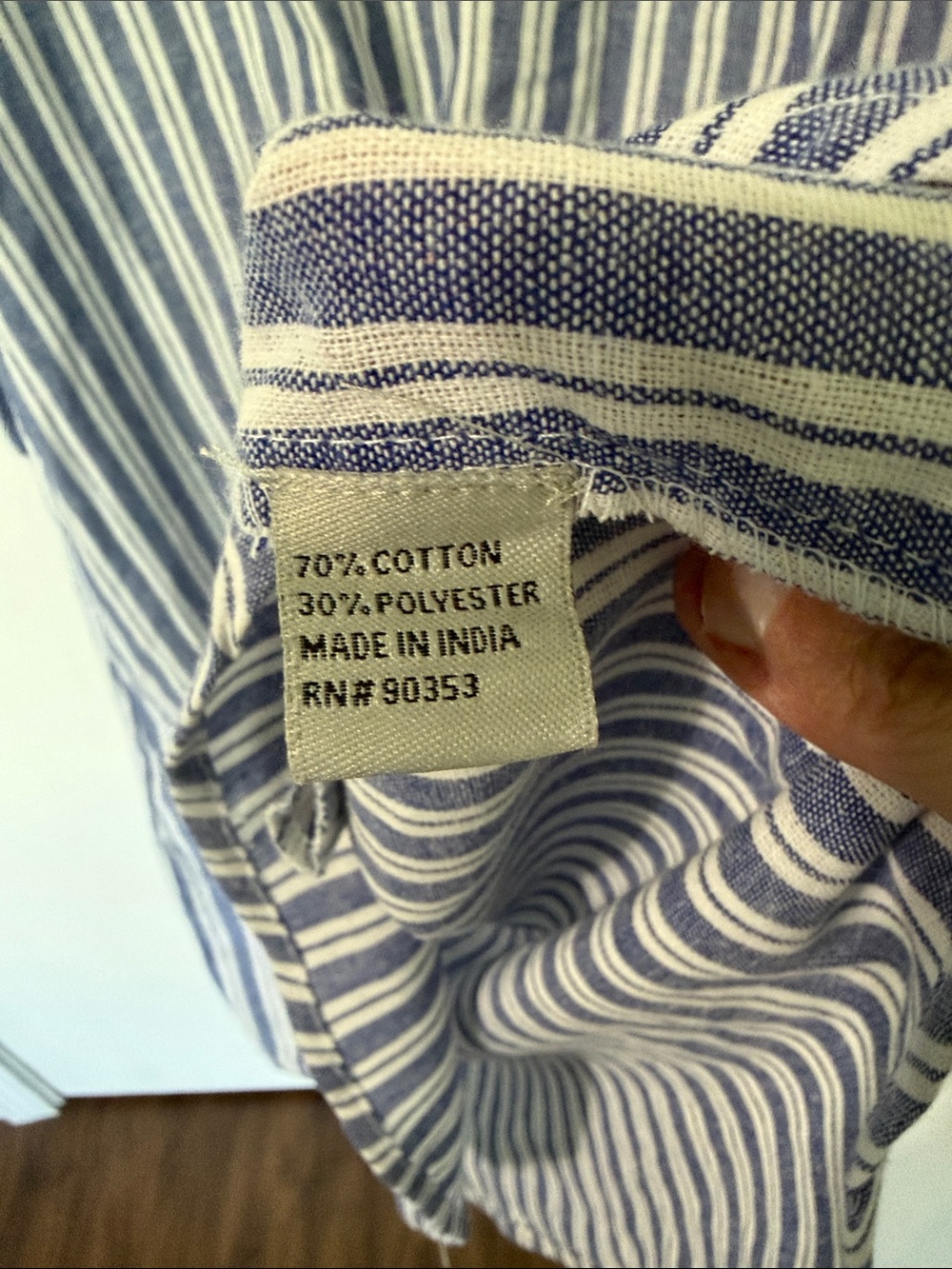 J Gee Blue White Stripe Tunic Button Dress Tie Sleeves Sz Medium Coastal Casual - Picture 3 of 7